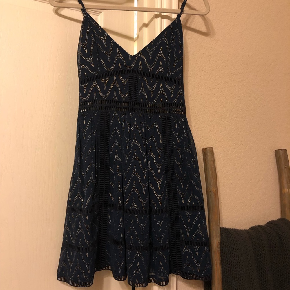 Revolve NBD Miley Minidress Navy and Gold SZ 0